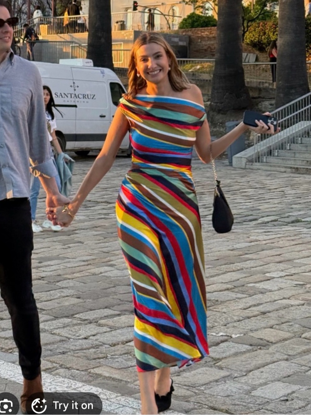 Staud Phare Dress in Multicolor Stripe - Picture 2 of 6